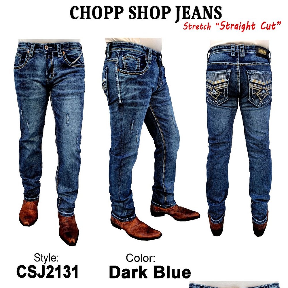 Men's Straight Fit Stretch Thick Stitching Jeans